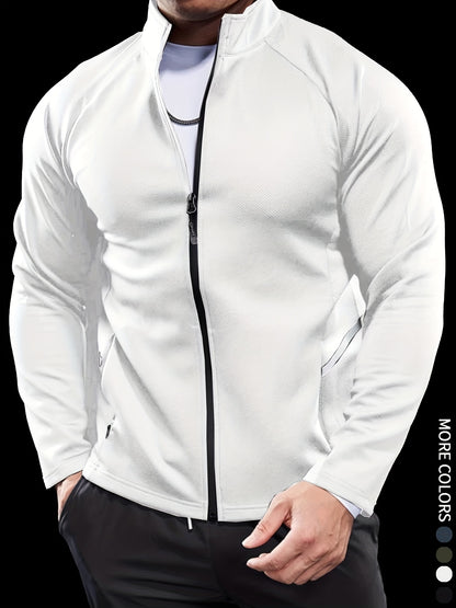 Men's Athletic Jacket - Quick-Dry Gym Coat with Zipper Closure, Lightweight Workout Jacket for Running, Hiking, Training - Olive Green Athletic Outerwear (Machine Washable) - Bodybuilding & Casual Streetwear, Workout Clothes,