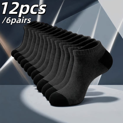Men's Thickened Moisture-Wicking Sports Socks, Mid-Calf, 12-Pack