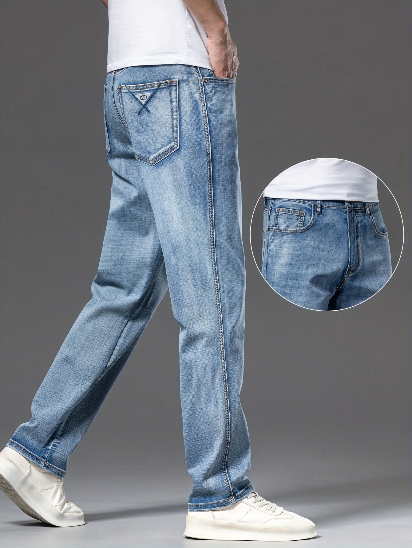 Geng Yuanshi High-End Summer Men's Jeans New Trend Fashion Straight-Leg Light Business Stretch Denim Pants