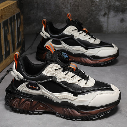Men'S Preppy Sports Sneakers - All-Season Casual Lace-Up Shoes with Faux Upper, Fabric Inner  PVC Sole - Round Toe Low Top for Daily Wear