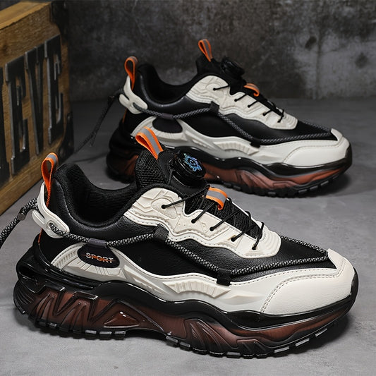 Men'S Preppy Sports Sneakers - All-Season Casual Lace-Up Shoes with Faux Upper, Fabric Inner  PVC Sole - Round Toe Low Top for Daily Wear