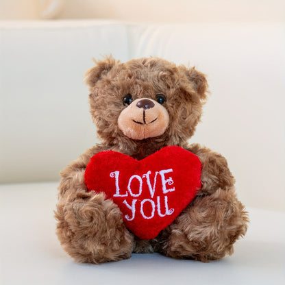 Charming 6-Inch Brown & Red Heart 'Love You' Plush Bear - Perfect for Valentine's, Mother's Day & Father's Day Gifts