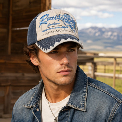 Vintage Washed Unisex Adjustable Baseball Cap with Embroidered Patch