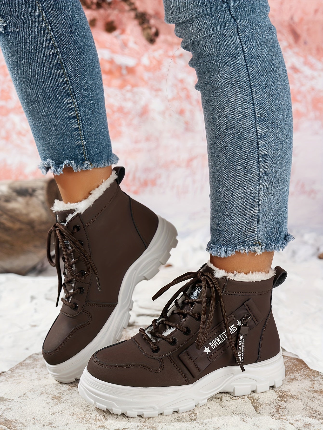 Women'S Winter Snow Boots - Warm Lined, Non-Slip, High-Top Outdoor Casual Shoes with Ribbed Cushioning, Black, Perfect for Cold Weather Activities, Winter Footwear | Stylish Winter Boots | Durable Footwear