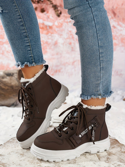 Women'S Winter Snow Boots - Warm Lined, Non-Slip, High-Top Outdoor Casual Shoes with Ribbed Cushioning, Black, Perfect for Cold Weather Activities, Winter Footwear | Stylish Winter Boots | Durable Footwear