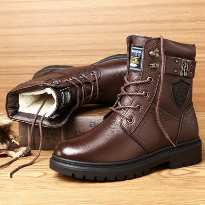 Men's Fleece-Lined High-Top Winter Boots Warm Outdoor Shoes