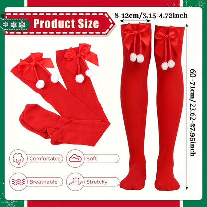 3pcs, Practical Women's Red Christmas Dress up Set, with thigh high socks, hats, gloves, practical and thoughtful, suitable for Christmas events, Christmas, and New Year parties, a must-have for practical dressing up!