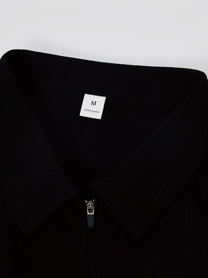 Men's Casual Fashion Short-Sleeve Zip-Up Suit, Suitable for All Seasons - ayq