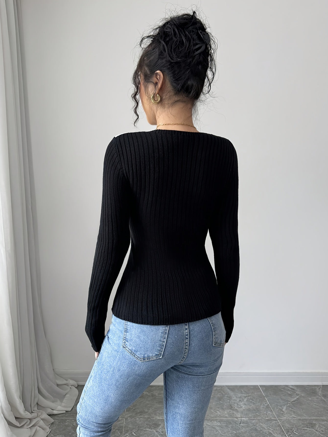 Women'S Elegant Color Block Long Sleeve T-Shirt - V-Neck, Slim Fit, & Pink, Comfortable & Stylish for Spring/Fall, Versatile Casual or Dressy Outfits, Versatile Fashion | Vneck Top | Construction, Ladies T Shirts