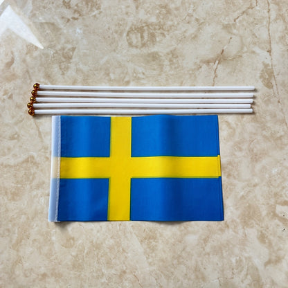 Swedish Polyester Hand Flags 14x21cm for Events & Parties