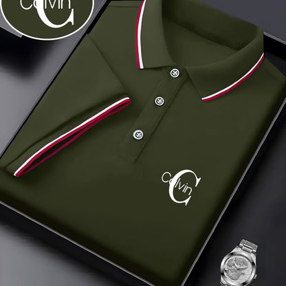 Men's Fashion Collared Shirt Calvin Print, Summer Suitable for Sports and Casual Outings - ayq