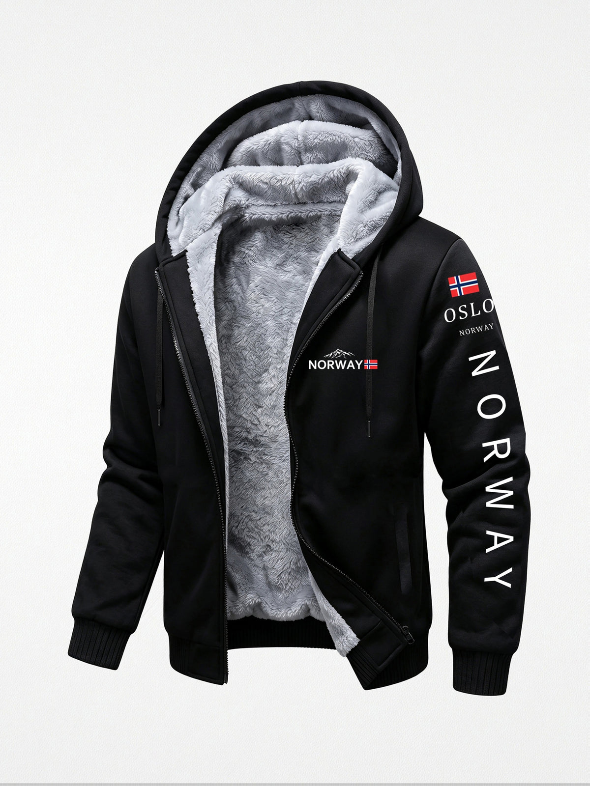 Men's Fleece Hooded Sweatshirt Jacket for Autumn Winter