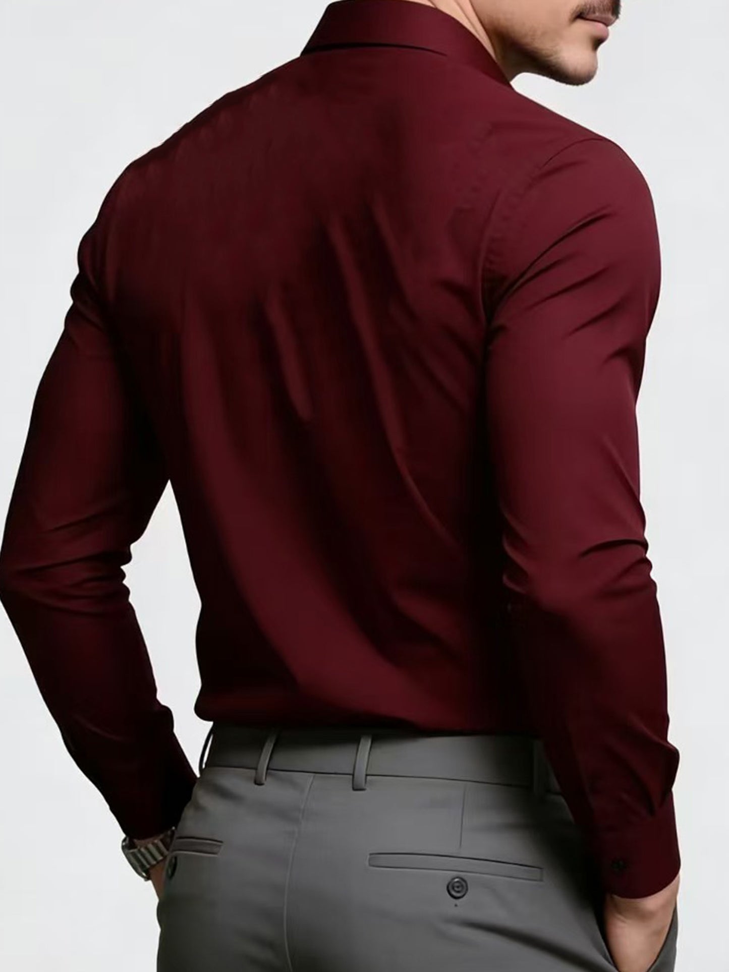 Men's Casual Long Sleeve Business Shirt for Spring and Fall