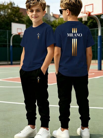 Boys' Milano Geometric Tee & Pants Set for Spring to Fall