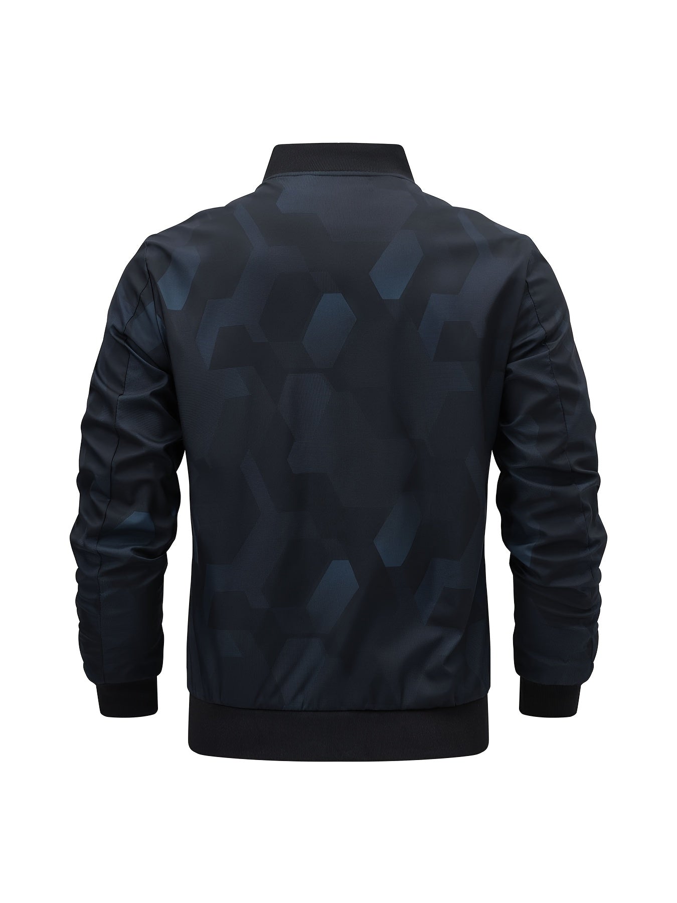 Men'S Camo Baseball Jacket - Full-Body Print Outdoor Sports Coat with Zipper Closure, Regular Fit Casual Preppy Style, Polyester Lining & Non-Stretch Fabric for Spring & Year-Round Wear, Durable Fabric Coat, Active Lifestyle,