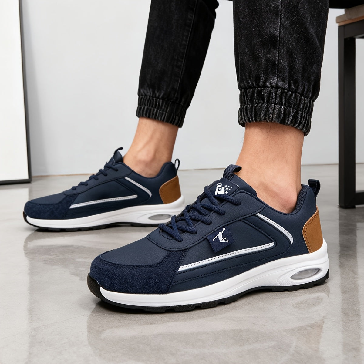 ZERJER Men'S Casual Sports Shoes | Comfortable Low-Top Lace-up Sneakers with Thick Rubber Sole, Faux & Fabric Upper, Breathable for Daily & Casual Wear, Suitable for Hiking & Outdoor Activities, Sizes 39-48