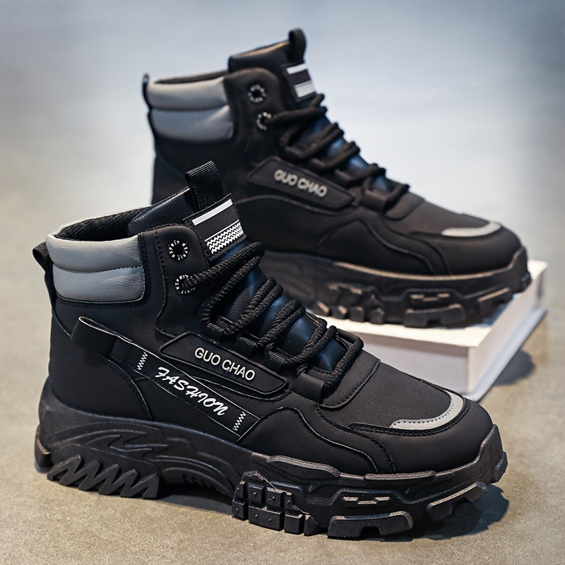 Men's High-Top Work Boots - Durable, Non-Slip, Lace-Up Casual Sneakers for All Seasons