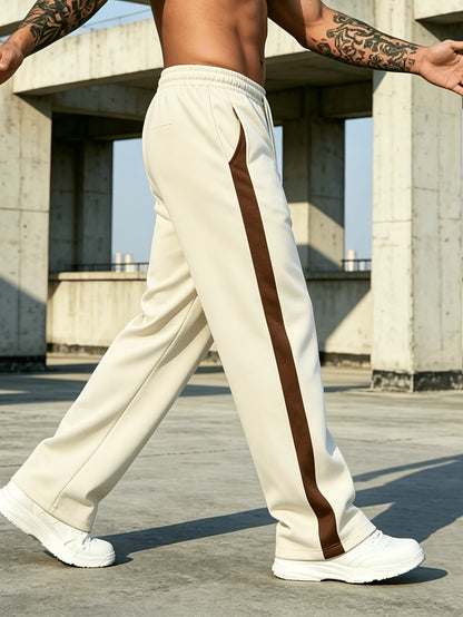 Men's Loose Fit Gym Sweatpants with Side Stripe and Pockets