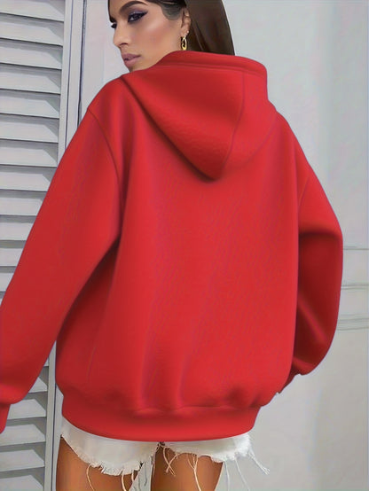 Women's Cozy Winter Hooded Sweater - Cute Deer & Reindeer Print with Hearts & Bows, Soft Warm Pullover, Machine Washable Casual Christmas Sweater for Holiday Parties & Casual Attire (Brown/White/Black) - Festive Deer Design,