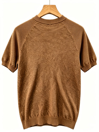 Men's Casual Summer Raglan Sleeve Knit Sweater, Lightweight Polyester
