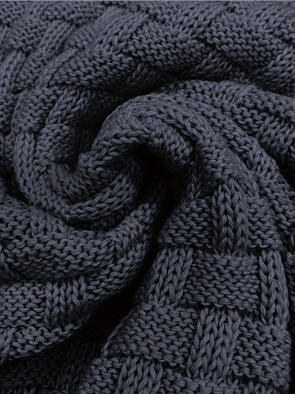 Men's Casual Waffle Pattern High Stretch Sweater, Chic Mature Pullover Sweater For Fall Winter