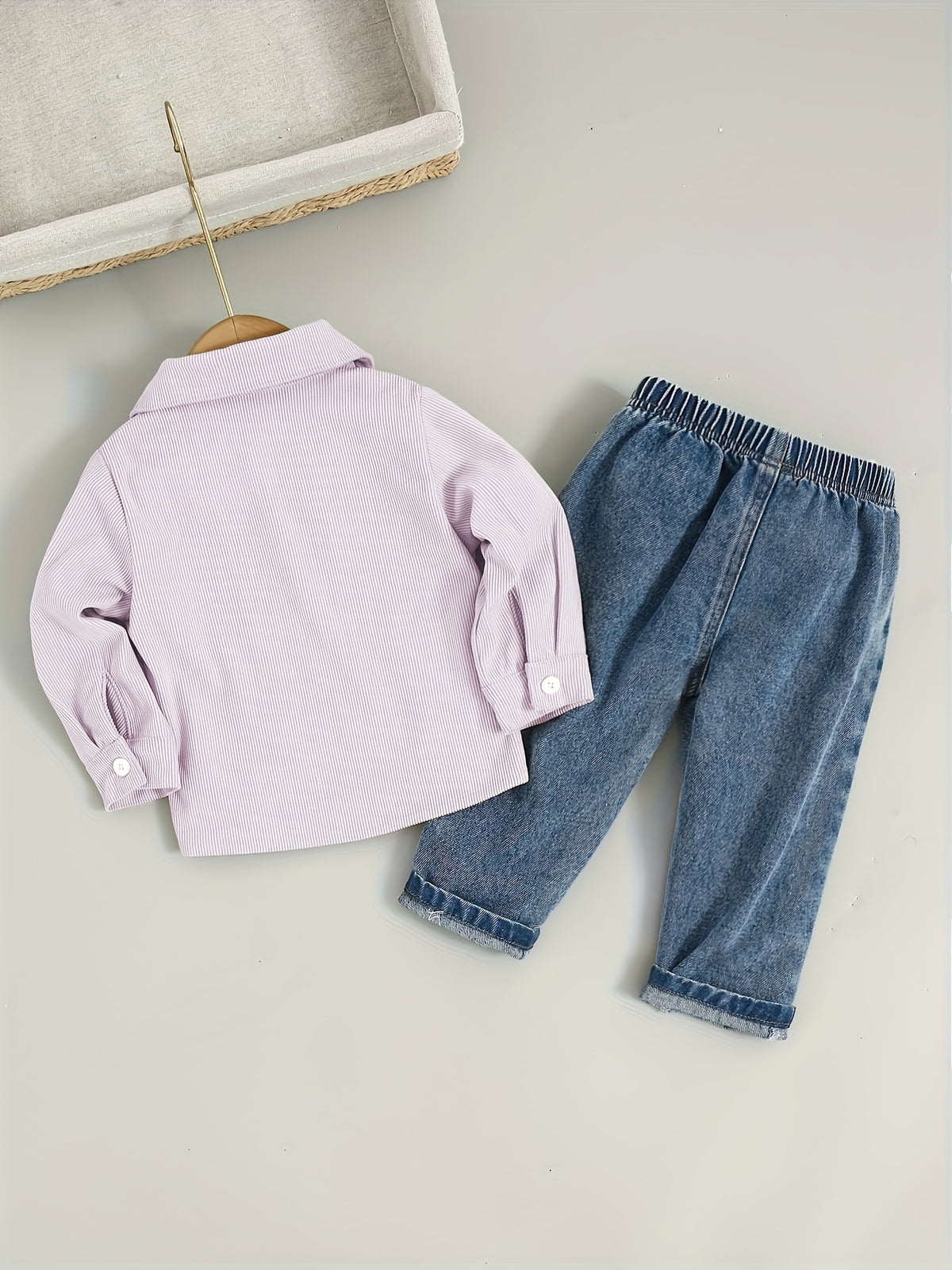 Boys' Cotton Blend Shirt and Jeans Set for Fall/Winter - ayq