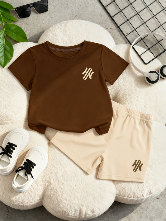 Baby Boys' Casual Spring Summer Short Sleeve Tee & Shorts Set