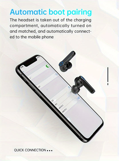 TWS wireless earbuds, 5.0 gaming headset with microphone, stereo headset, headset with display, most comfortable in-ear, high sound quality, high color value sports headphones, long battery life