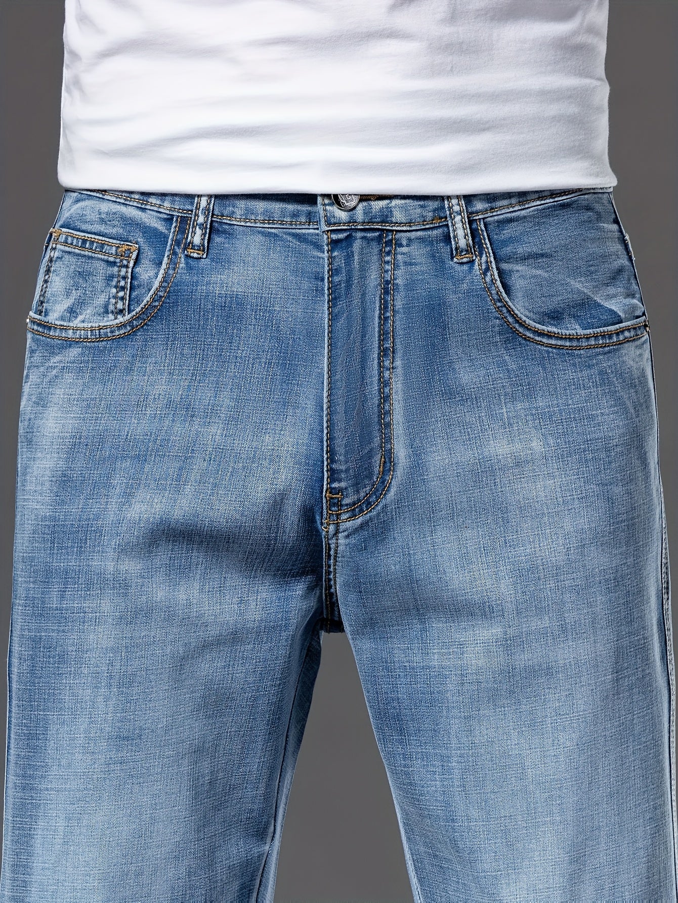 Geng Yuanshi High-End Summer Men's Jeans New Trend Fashion Straight-Leg Light Business Stretch Denim Pants