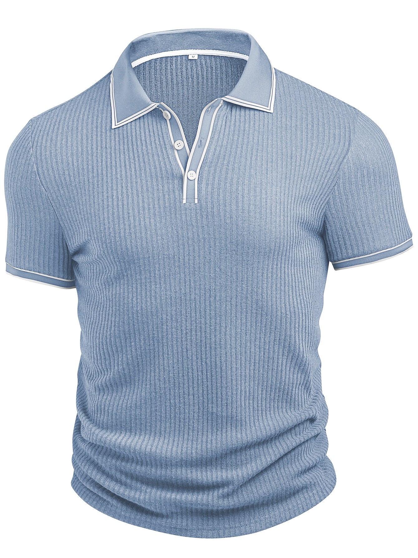 Men's Summer Casual Polo Shirt with Contrast Collar