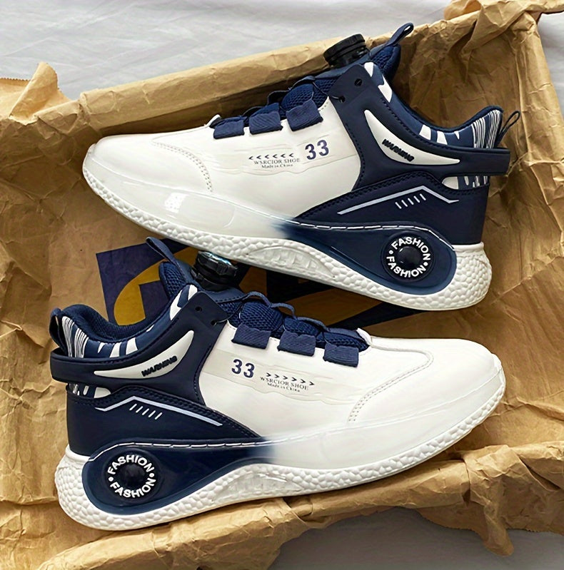 Men's Fashionable High-Top Sneakers with Rotating Buckle - Versatile, Breathable Running Shoes for All Seasons