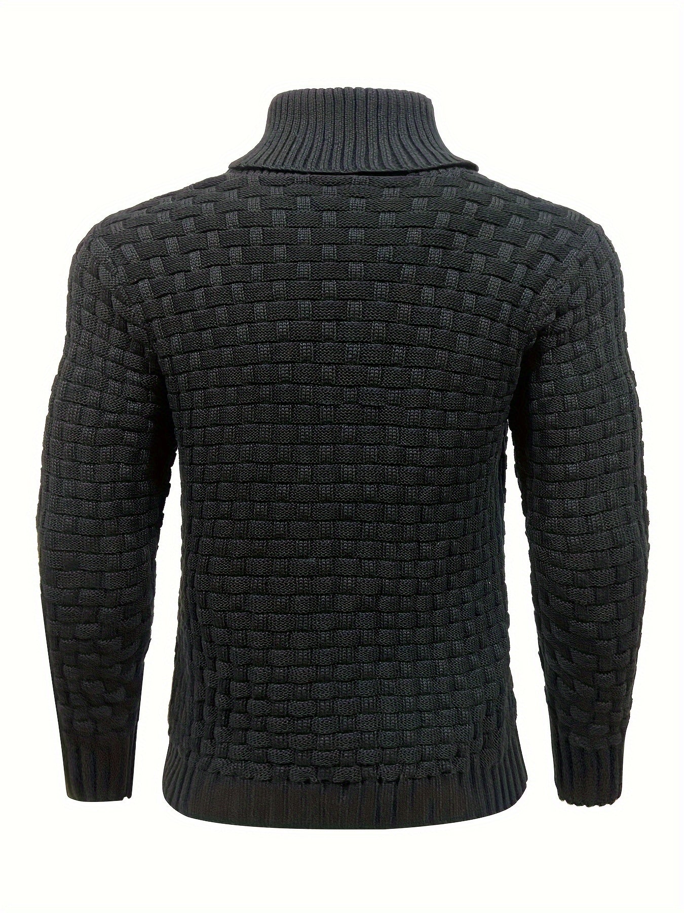 Men's Casual Waffle Pattern High Stretch Sweater, Chic Mature Pullover Sweater For Fall Winter