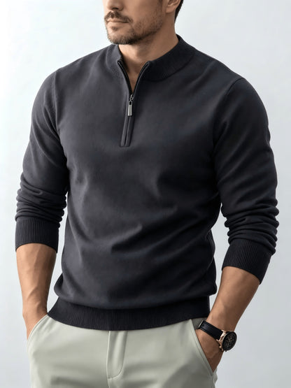 Men's Fall/Winter Half-Zip Stand Collar Knit Pullover Sweater