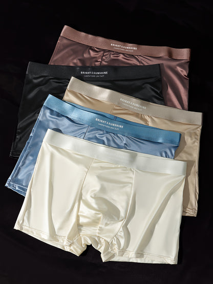 Men's 5-Pack Solid Color Nylon Boxer Briefs Lightweight Fit
