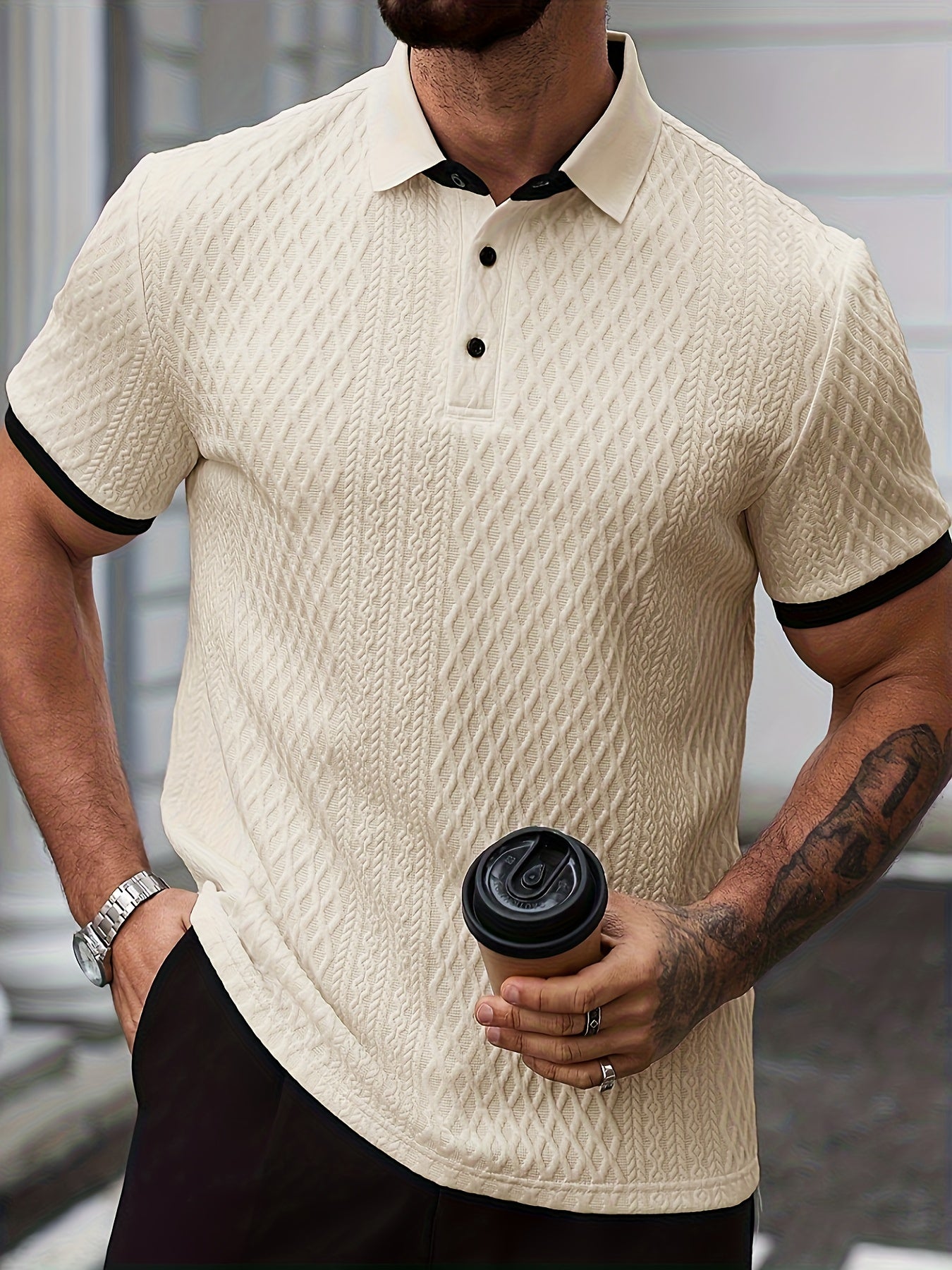 Men'S New Color-Blocked Polo Shirt | Argyle Pattern, Soft Fabric, Casual & Business Versatility, Ideal for Golf And Daily Wear