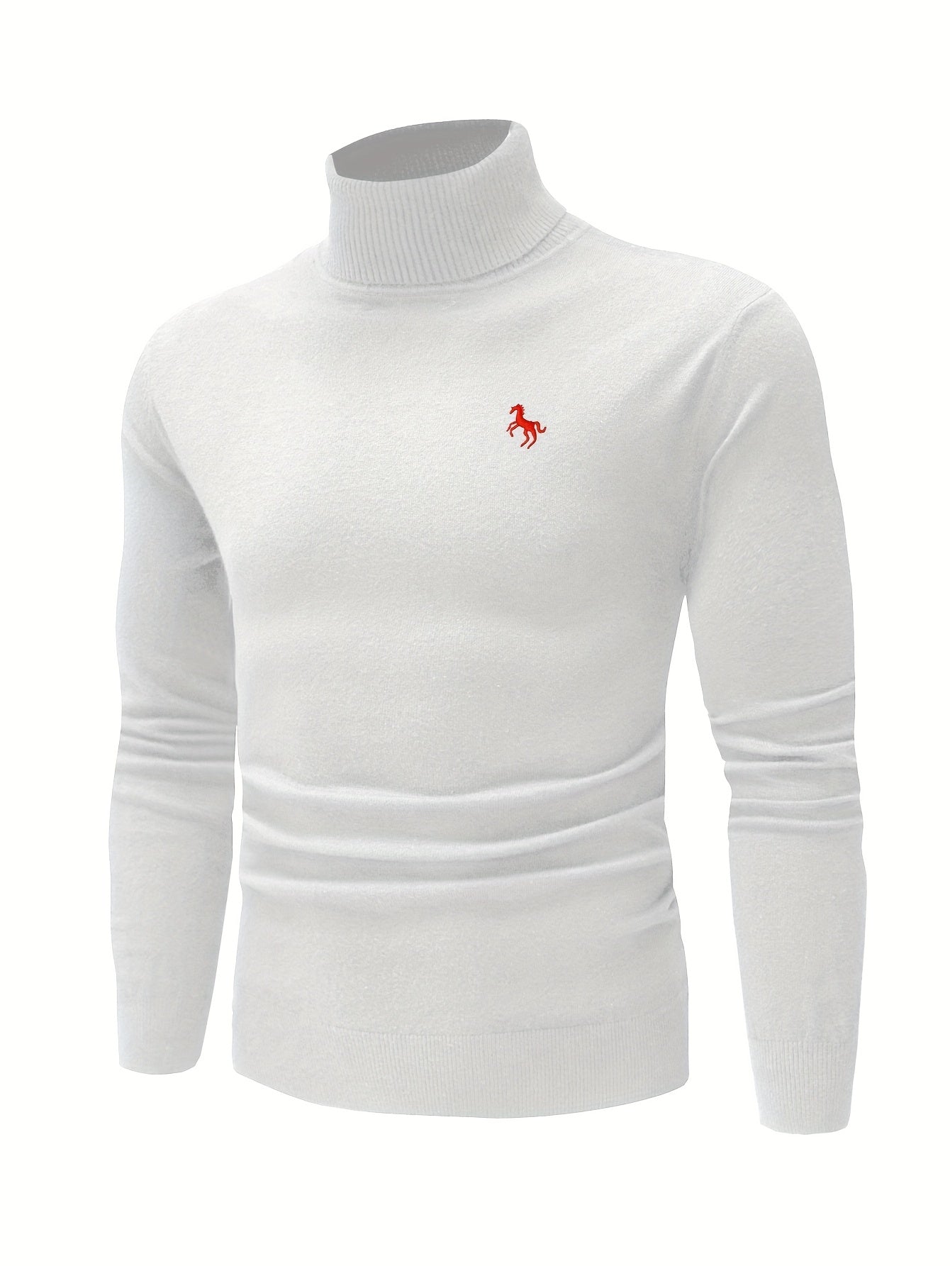 Men's Slim Fit High-Neck Knitted Pullover Sweater for Fall/Winter
