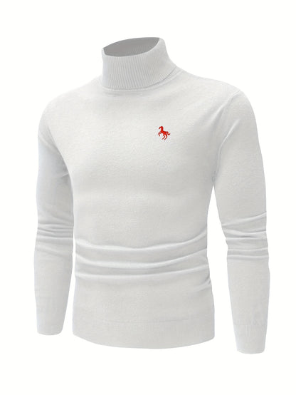 Men's Slim Fit High-Neck Knitted Pullover Sweater for Fall/Winter
