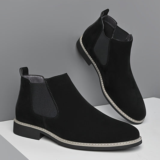 High-End Business Men'S Chelsea Boots, Pointed Elastic Ankle Boots, Slip-Resistant And Wear-Resistant Formal Shoes, British Style Slip-On Loafers, Suitable for Both Work And Casual Wear.