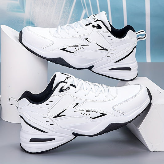 Men's Athletic Sneakers - Striped/Solid, Lace-Up Casual & Running Shoes with Breathable Fabric Lining and Durable TPR Sole