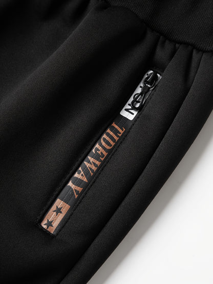 2pcs Boys' Fashion Fleece-Lined Thickened Jacket + Pants Set, Stylish Zip-Up Hoodie and Casual Sportswear Outfit for Autumn/Winter, Perfect Gift, Perfect for Outdoor, Autumn/winter Coat For Boy, Sportswear Suit For Boy, Boy C