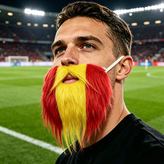 Spanish Flag Plush Beards for Football Matches & Parties - ayq