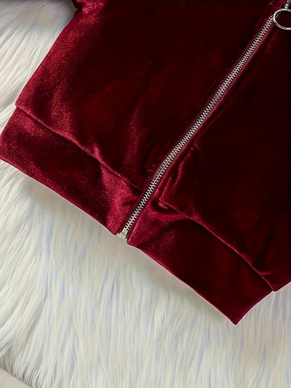 2pcs Velvet Girls' Luxury Long Sleeve Three-Dimensional Floral Hoodie and Jogger Set - Soft, Warm, Stylish for Winter and Autumn Parties