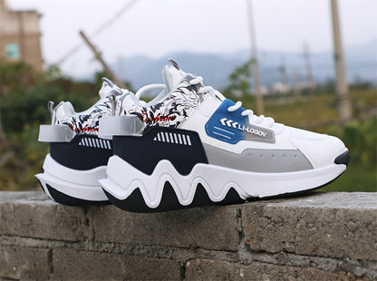 Men'S Stylish High-Top Sneakers with "WOD" Logo - Comfortable, Non-Slip Lace-Up Athletic Shoes for Outdoor Activities, All-Season Wear, Casual Sports Style, Rubber Sole, Fabric Upper, Casual Athletic Shoes   Stylish High Top