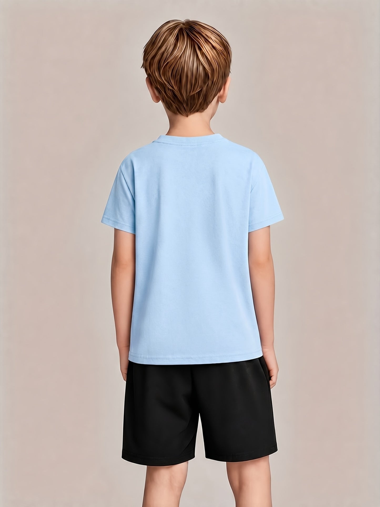 Boys' Cotton Casual T-Shirt & Shorts Set for Spring Summer