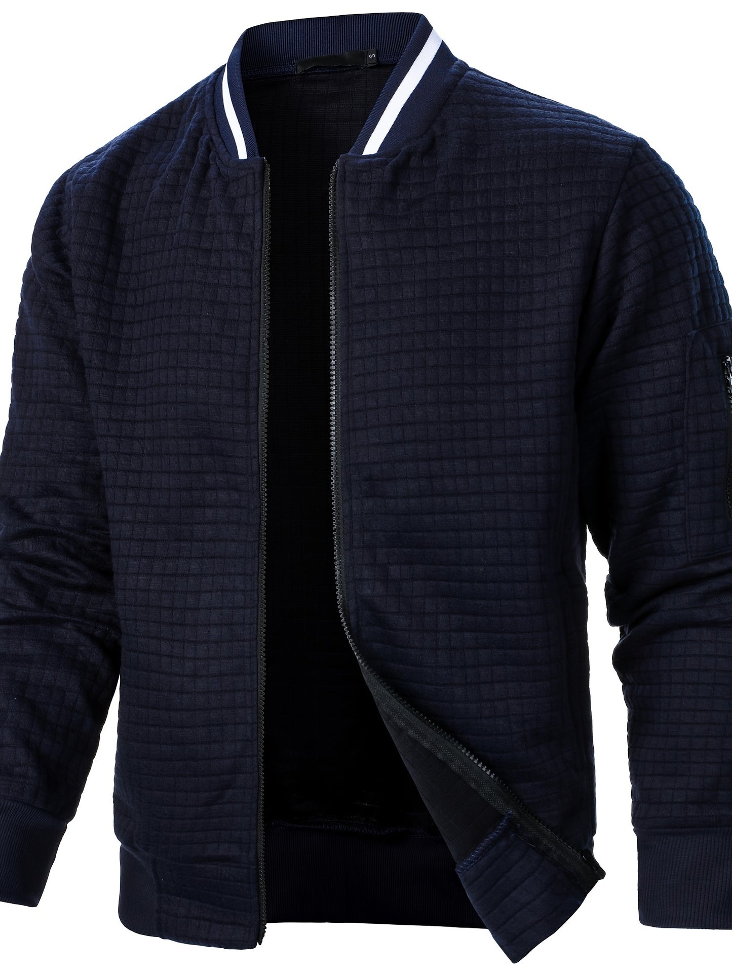 Men'S Zip-Up Jacket - Full-Zip Front Closure, Stand Collar, Lightweight Outerwear for Office, Casual & Formal Events - Spring/Fall Transitional Clothing - Easy-Care Modern Men'S Coat, Zip Up Jacket, Autumn Layering, Sleek Des