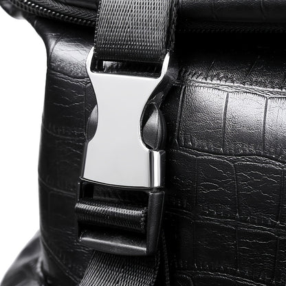 Unisex Backpack with Crocodile Texture, Large Capacity, Anti-Theft, Multi-Compartment, Fits 14-inch Laptop, Casual Travel  Business Commute, Minimalist Style, No Battery - Black