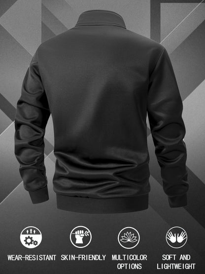 Men's Zip-Up Sports Jacket with Color-Block Design for Casual Wear