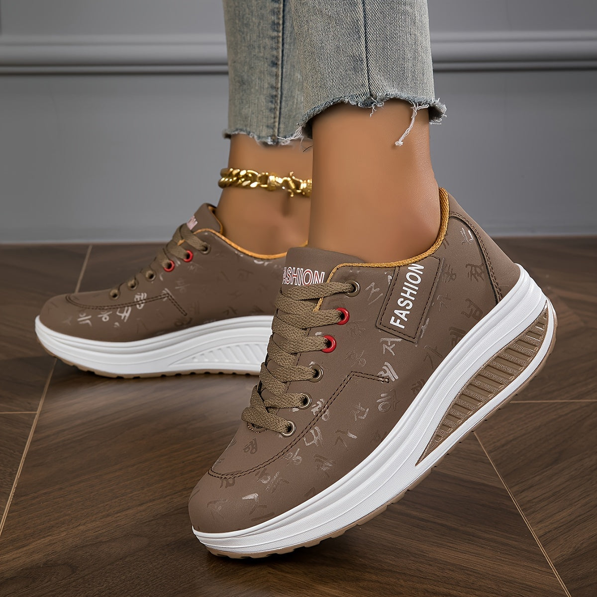 Women's Fashion Sneakers - Low-Top Lace-Up Casual Shoes with Synthetic Cover Upper, Breathable Fabric Lining  MD Cushioned Sole for All-Day Comfort - All-Season Versatile Wear, Everyday Comfort Footwear, Sleek Shoe Design, S