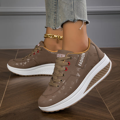 Women's Fashion Sneakers - Low-Top Lace-Up Casual Shoes with Synthetic Cover Upper, Breathable Fabric Lining  MD Cushioned Sole for All-Day Comfort - All-Season Versatile Wear, Everyday Comfort Footwear, Sleek Shoe Design, S