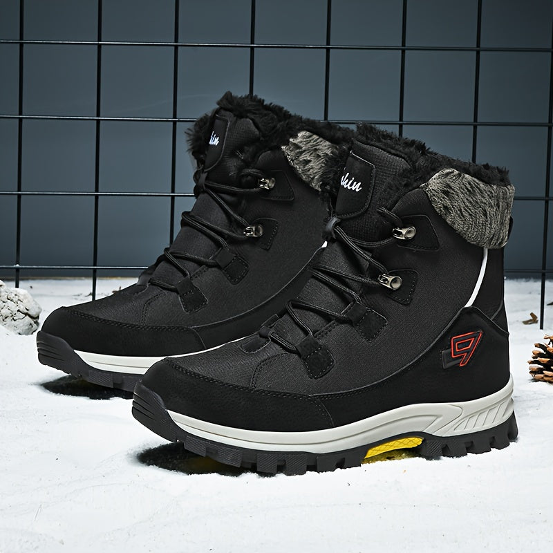 Men's & Women's Winter Snow Boots with Plush Lining & Slip-Resistant Rubber Sole - High-Ankle Lace-Up PU Shell, Insulated Cold-Weather Traction for Hiking, Hunting, Outdoor Activities - Unisex Heavy-Duty Round-Toe Boots for M